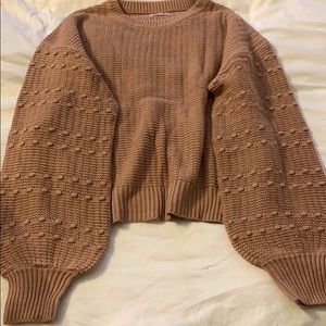 New WOT Pink Lily Mauve Sweater with Puffy Sleeves